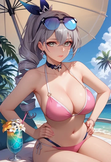 star rail,silver wolf,bikini  - AI generated anime art